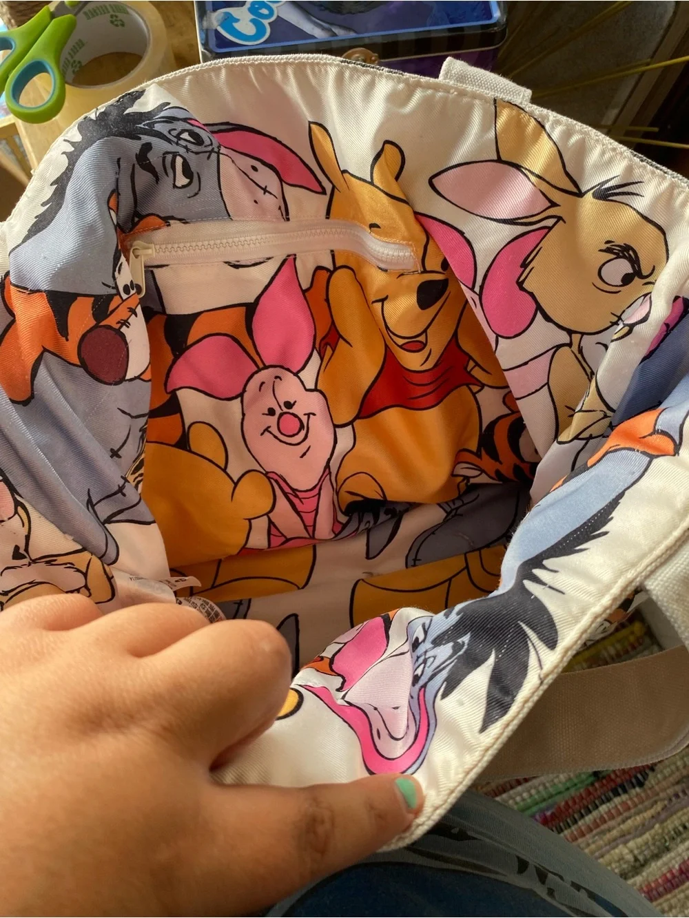 Disney Store Winnie The Pooh Friends Canvas Tote Bag Shopper Y2K OS